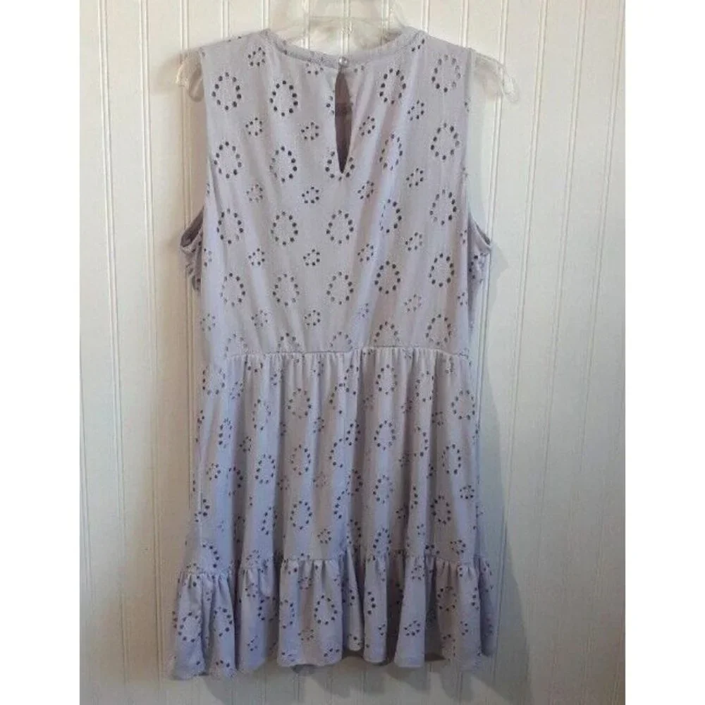 As U Wish Dress Womens XL Lavender Eyelet‎ Babydoll Style Mini Ruffle Hem